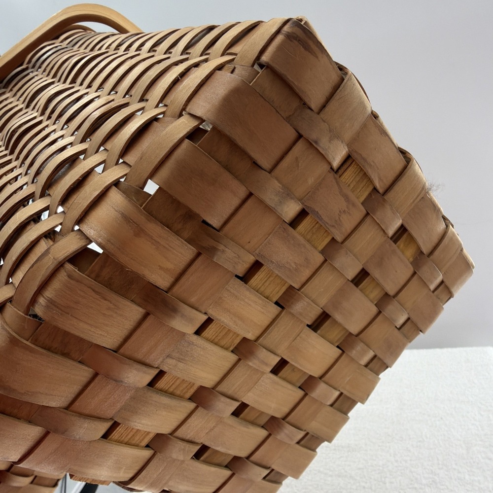Wood Stair Step Basket Rustic Woven Cottage Farmhouse Storage Decorative - Picture 6 of 9